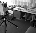 Aufnahmesituation mit 3D-Laserscanner und Proband